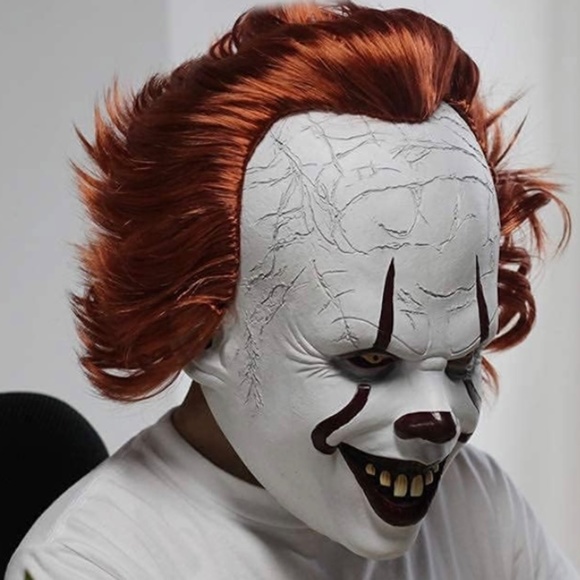 NWOT Horror Clown Latex Mask Creepy IT Mask for Adult Halloween Costume Cosplay - Picture 2 of 7